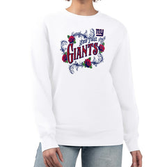 New York Giants G-III 4Her by Carl Banks Women's Roses Fleece Tri-Blend Pullover Sweatshirt White | NFL