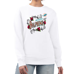 Miami Dolphins G-III 4Her by Carl Banks Women's Roses Fleece Tri-Blend Pullover Sweatshirt White | NFL