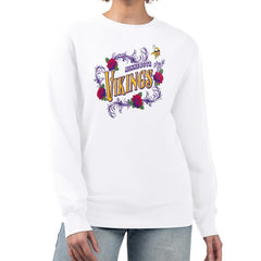 Minnesota Vikings G-III 4Her by Carl Banks Women's Roses Fleece Tri-Blend Pullover Sweatshirt White | NFL