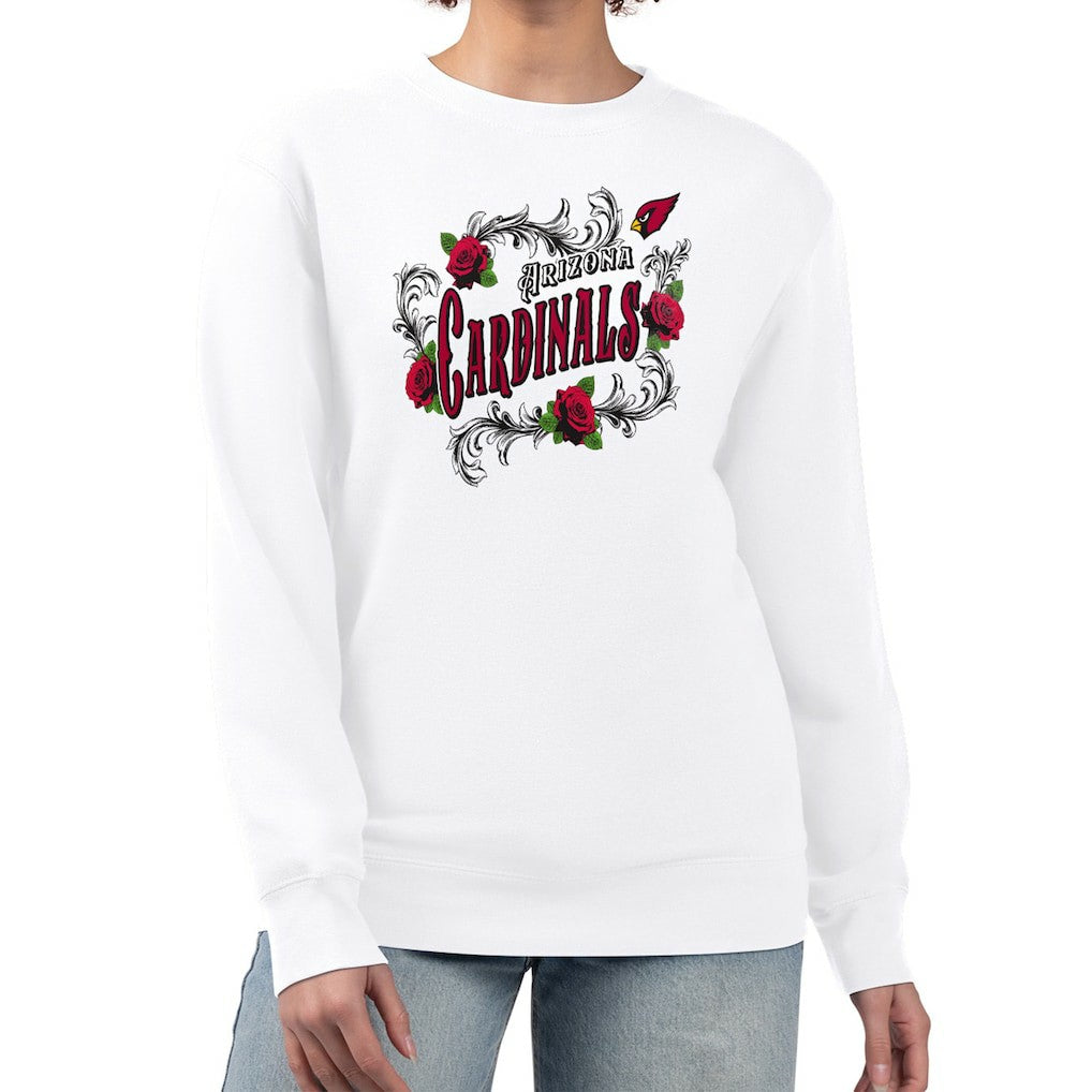 Arizona Cardinals G-III 4Her by Carl Banks Women's Roses Fleece Tri-Blend Pullover Sweatshirt White | NFL