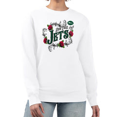 New York Jets G-III 4Her by Carl Banks Women's Roses Fleece Tri-Blend Pullover Sweatshirt White | NFL