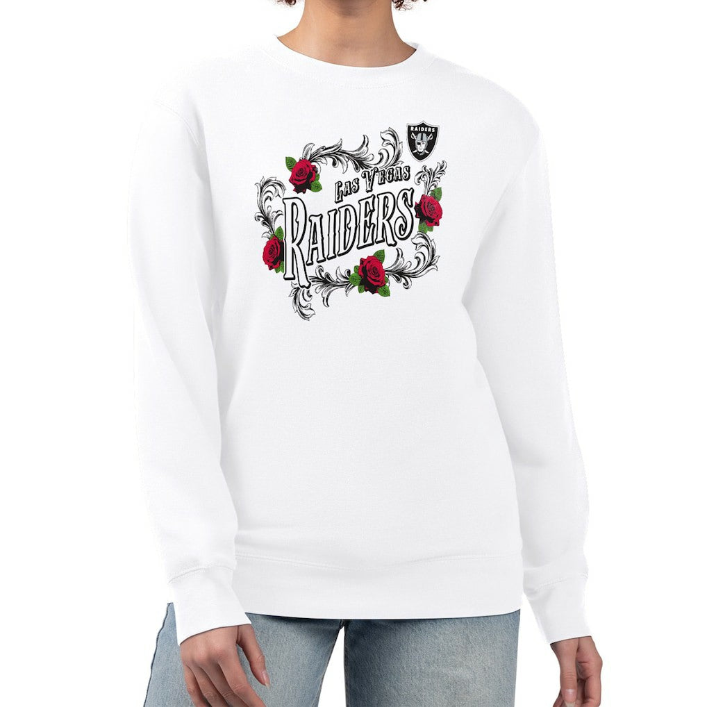 Las Vegas Raiders G-III 4Her by Carl Banks Women's Roses Fleece Tri-Blend Pullover Sweatshirt White | NFL