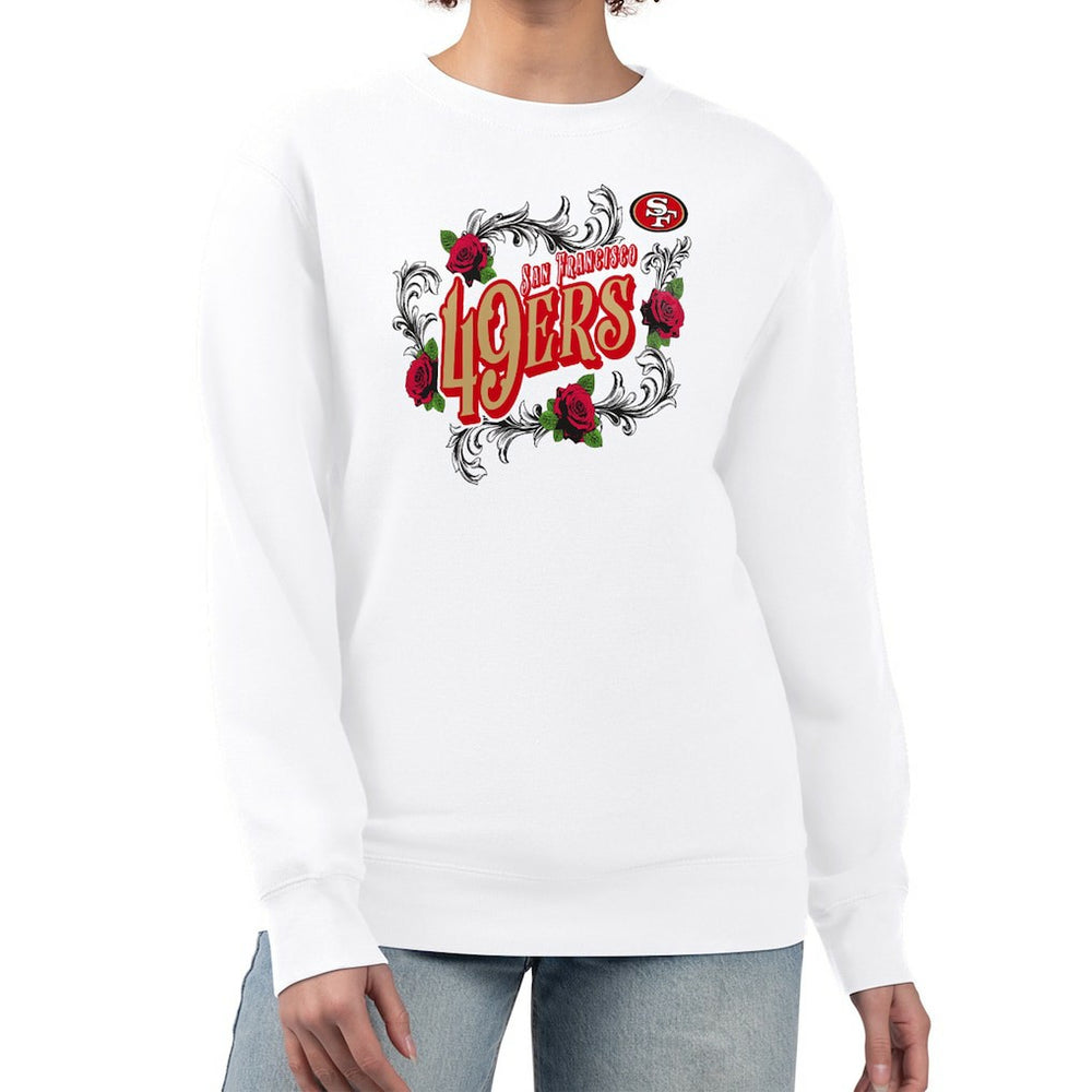 San Francisco 49ers G-III 4Her by Carl Banks Women's Roses Fleece Tri-Blend Pullover Sweatshirt White | NFL