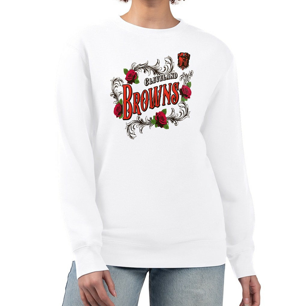Cleveland Browns G-III 4Her by Carl Banks Women's Roses Fleece Tri-Blend Pullover Sweatshirt White | NFL