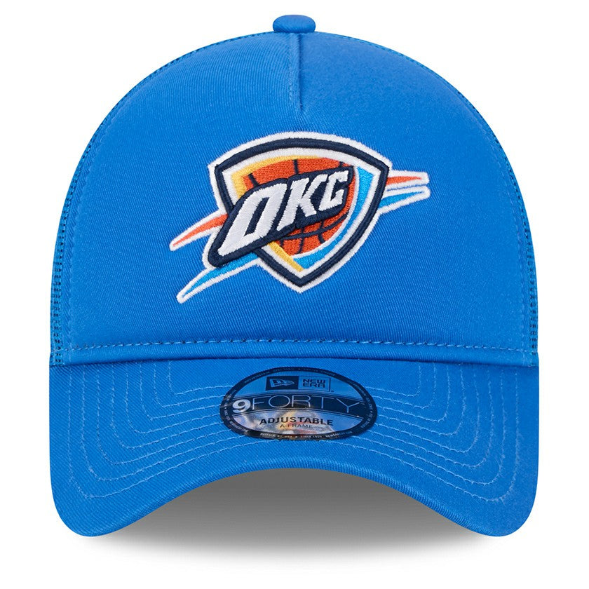 Oklahoma City Thunder Core Logo Foam Front A-Frame 9FORTY Adjustable Trucker Hat Blue - NBA