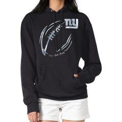 New York Giants G-III 4Her by Carl Banks Women's Metallic Print Football Sketch Fleece Pullover Hoodie Black | NFL