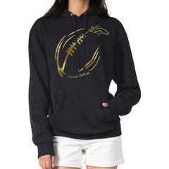 Denver Broncos G-III 4Her by Carl Banks Women's Metallic Print Football Sketch Fleece Pullover Hoodie Black | NFL