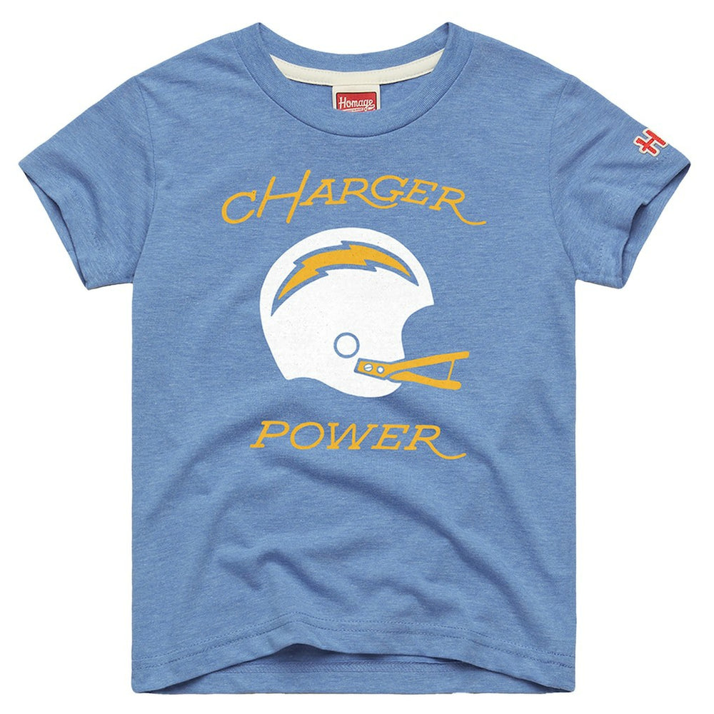 Los Angeles Chargers Homage Youth Charger Power Tri-Blend T-Shirt Powder Blue | NFL
