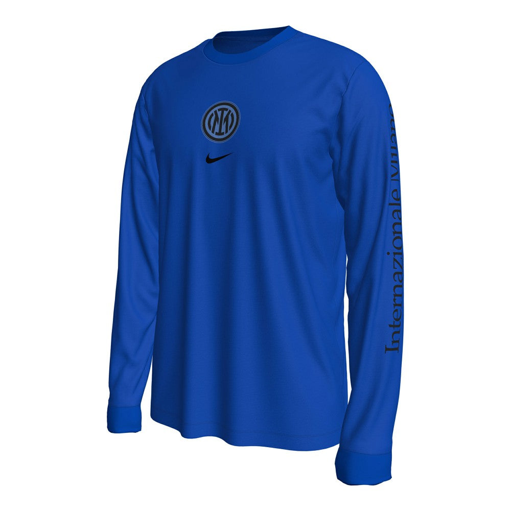 Inter Milan Wordmark Long Sleeve T-Shirt Blue | Nike
