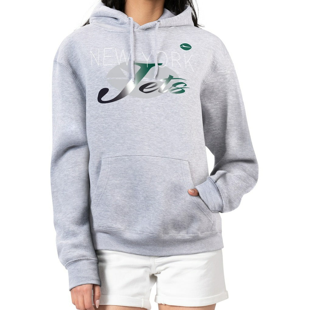New York Jets G-III 4Her by Carl Banks Women's Shadow Logo Fleece Pullover Hoodie Gray | NFL