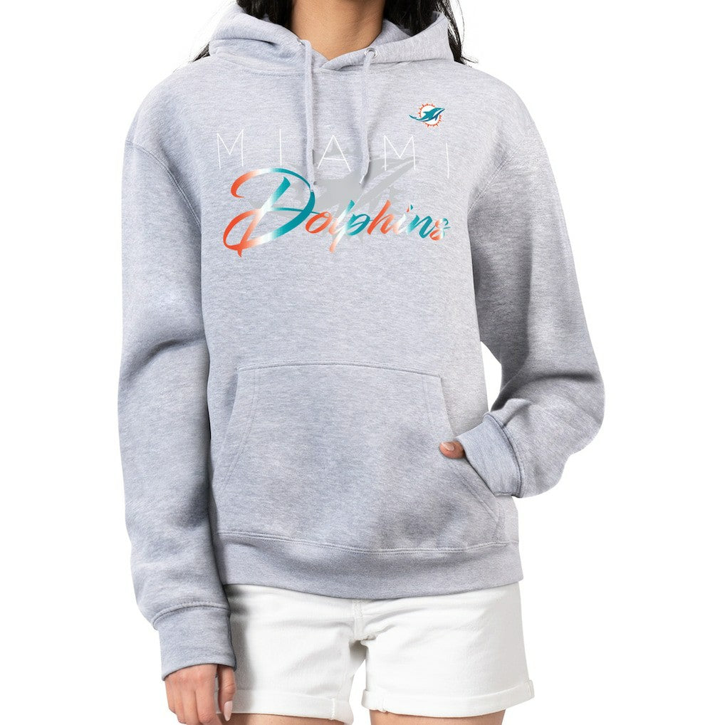 Miami Dolphins G-III 4Her by Carl Banks Women's Shadow Logo Fleece Pullover Hoodie Gray | NFL