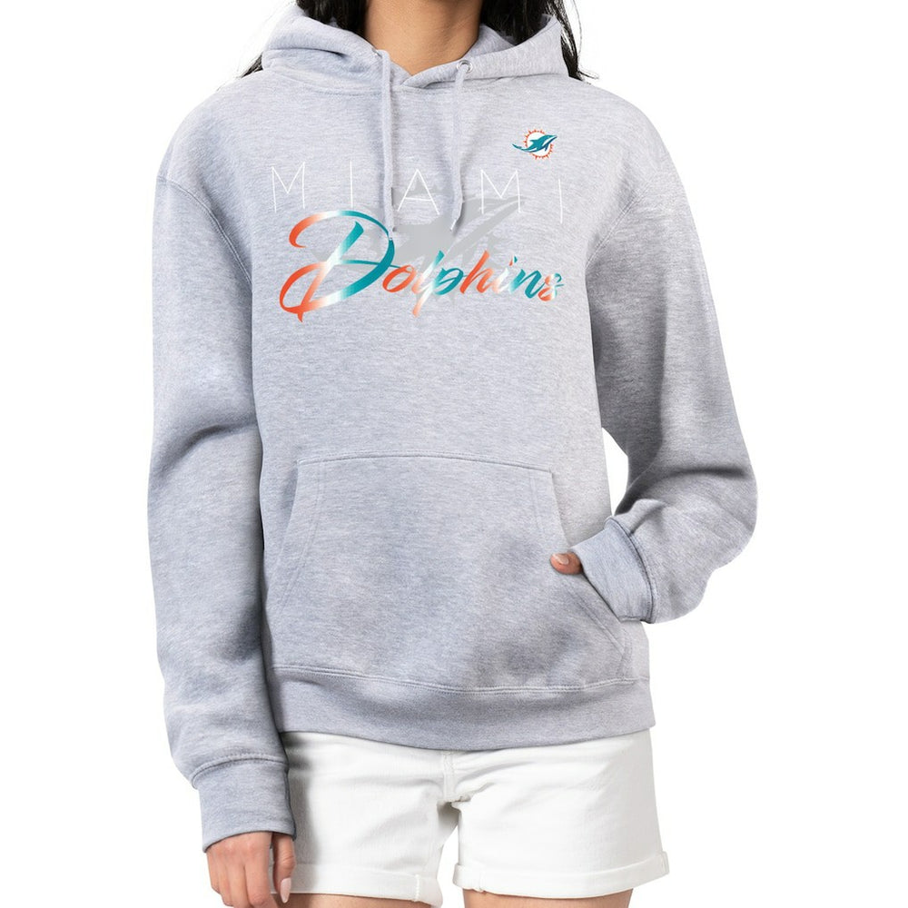 Miami Dolphins G-III 4Her by Carl Banks Women's Shadow Logo Fleece Pullover Hoodie Gray | NFL