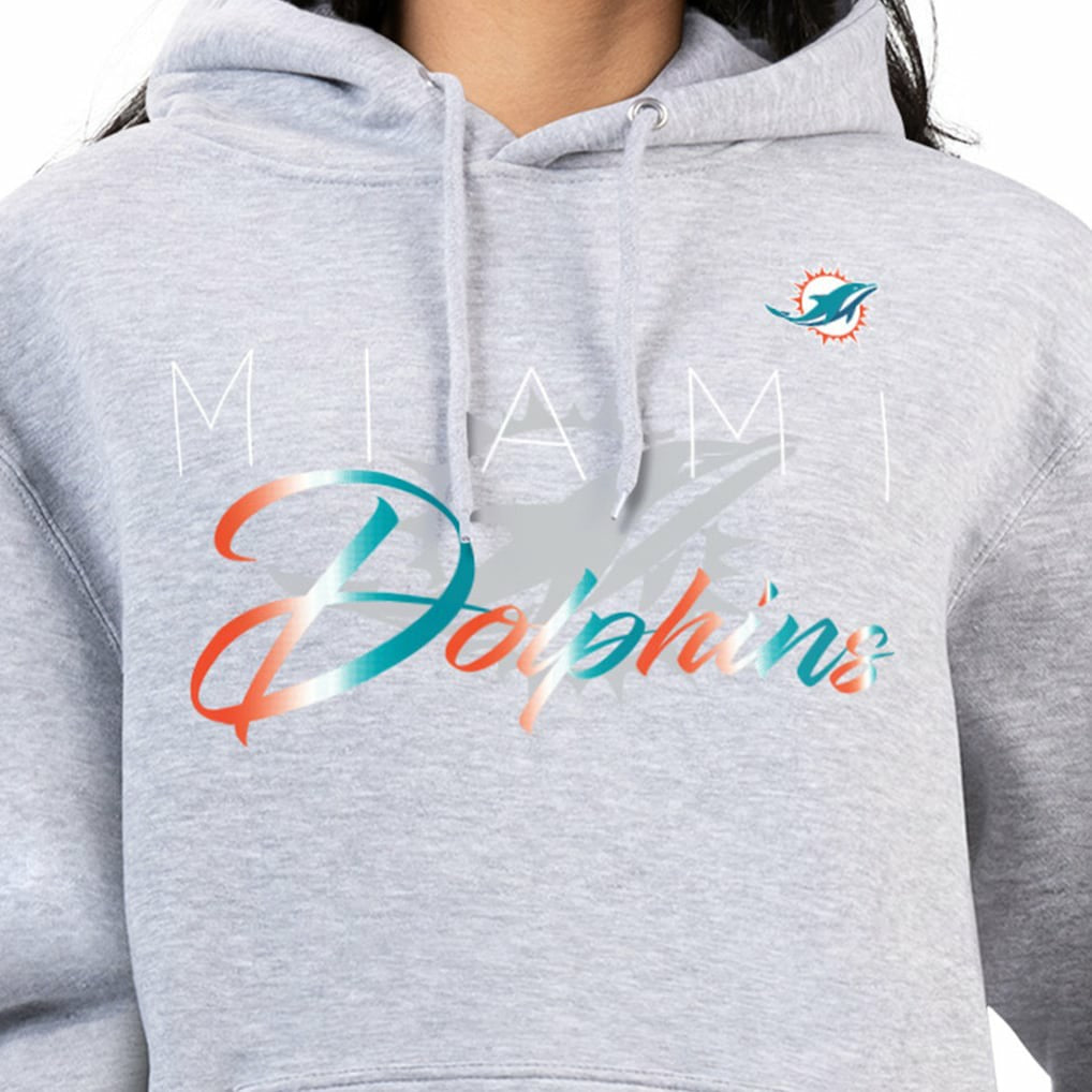 Miami Dolphins G-III 4Her by Carl Banks Women's Shadow Logo Fleece Pullover Hoodie Gray | NFL
