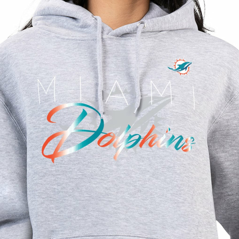 Miami Dolphins G-III 4Her by Carl Banks Women's Shadow Logo Fleece Pullover Hoodie Gray | NFL