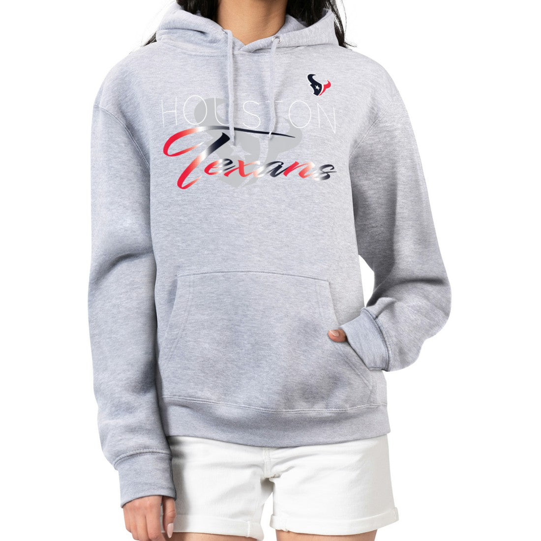 Houston Texans G-III 4Her by Carl Banks Women's Shadow Logo Fleece Pullover Hoodie Gray | NFL