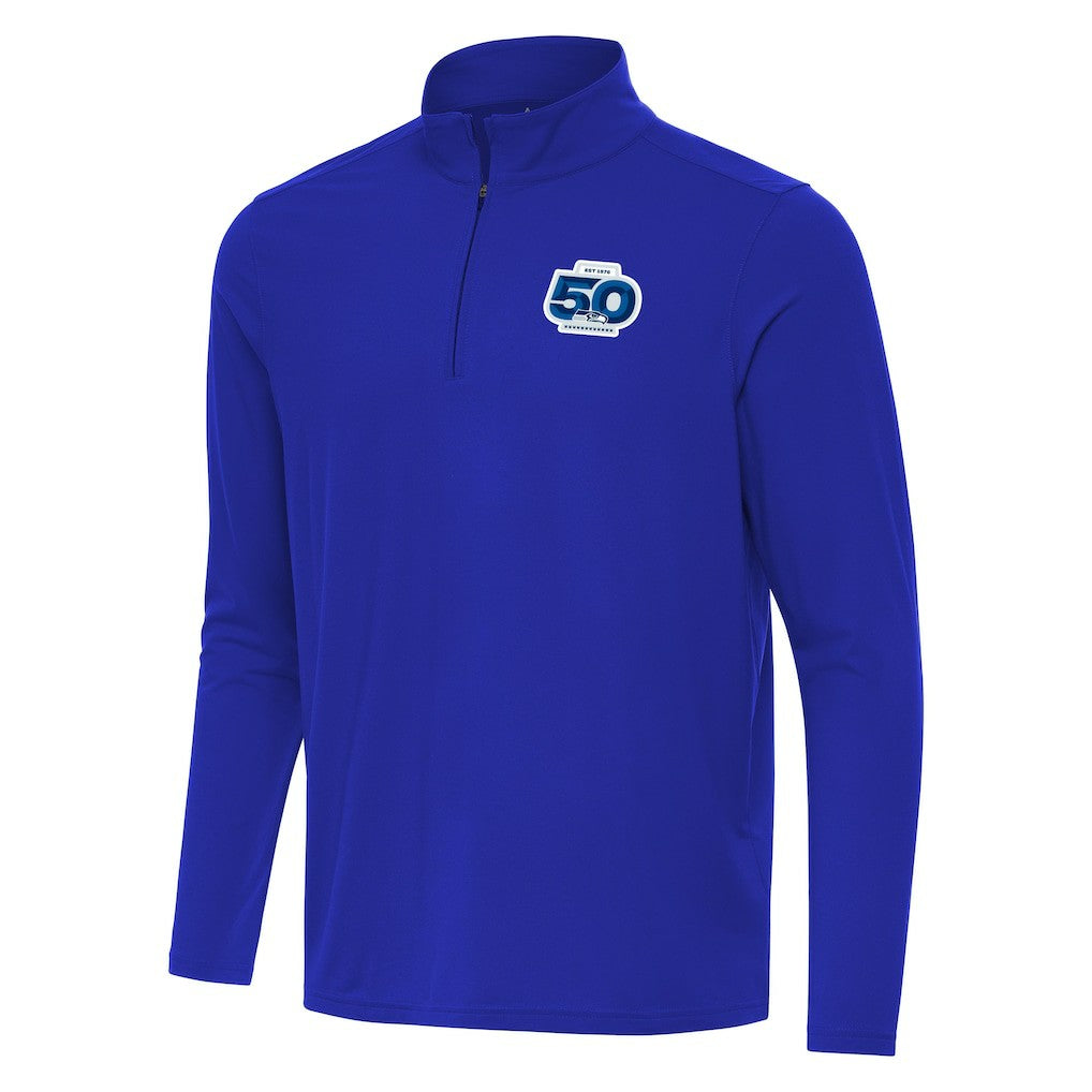 Seattle Seahawks Antigua 50th Season Intent Quarter-Zip Pullover Royal | NFL