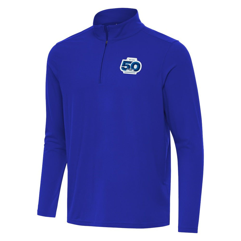 Seattle Seahawks Antigua 50th Season Intent Quarter-Zip Pullover Royal | NFL