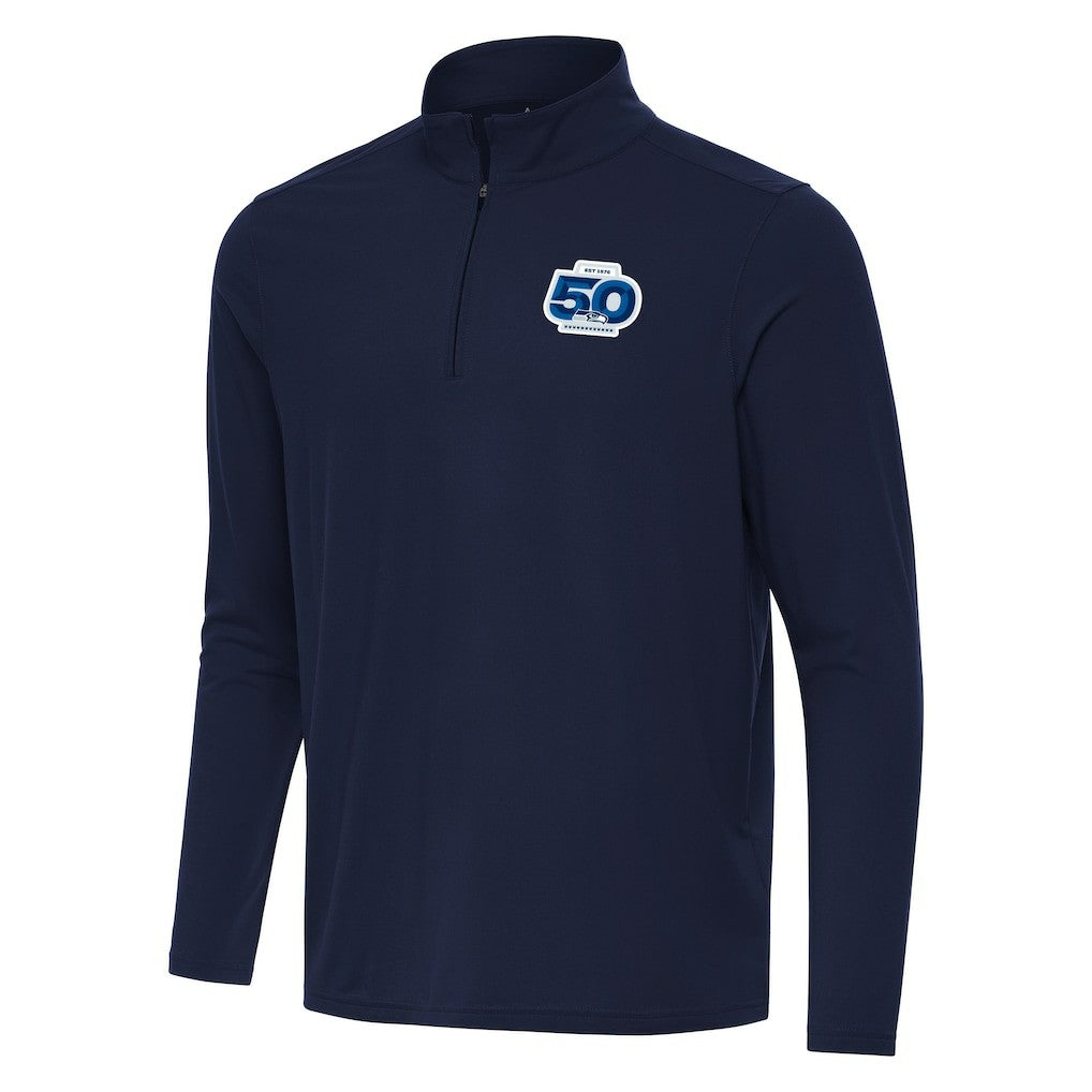 Seattle Seahawks Antigua 50th Season Intent Quarter-Zip Pullover Navy | NFL