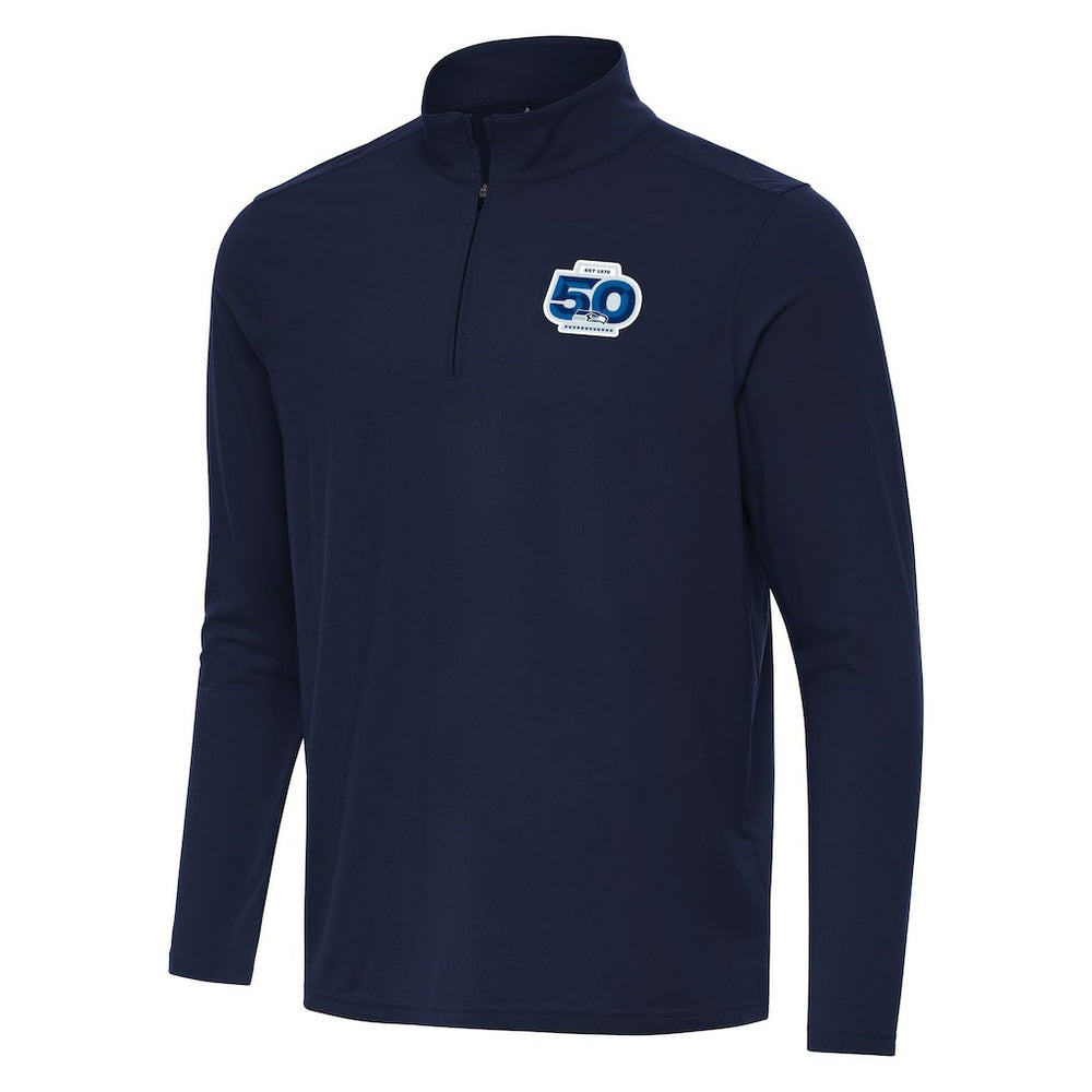 Seattle Seahawks Antigua 50th Season Intent Quarter-Zip Pullover Navy | NFL