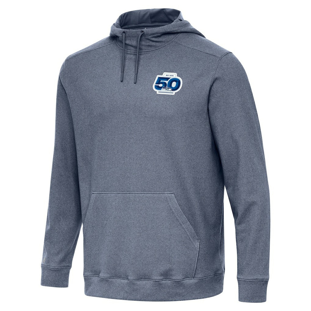 Seattle Seahawks Antigua 50th Season Cloud Pullover Hoodie Heather Navy | NFL