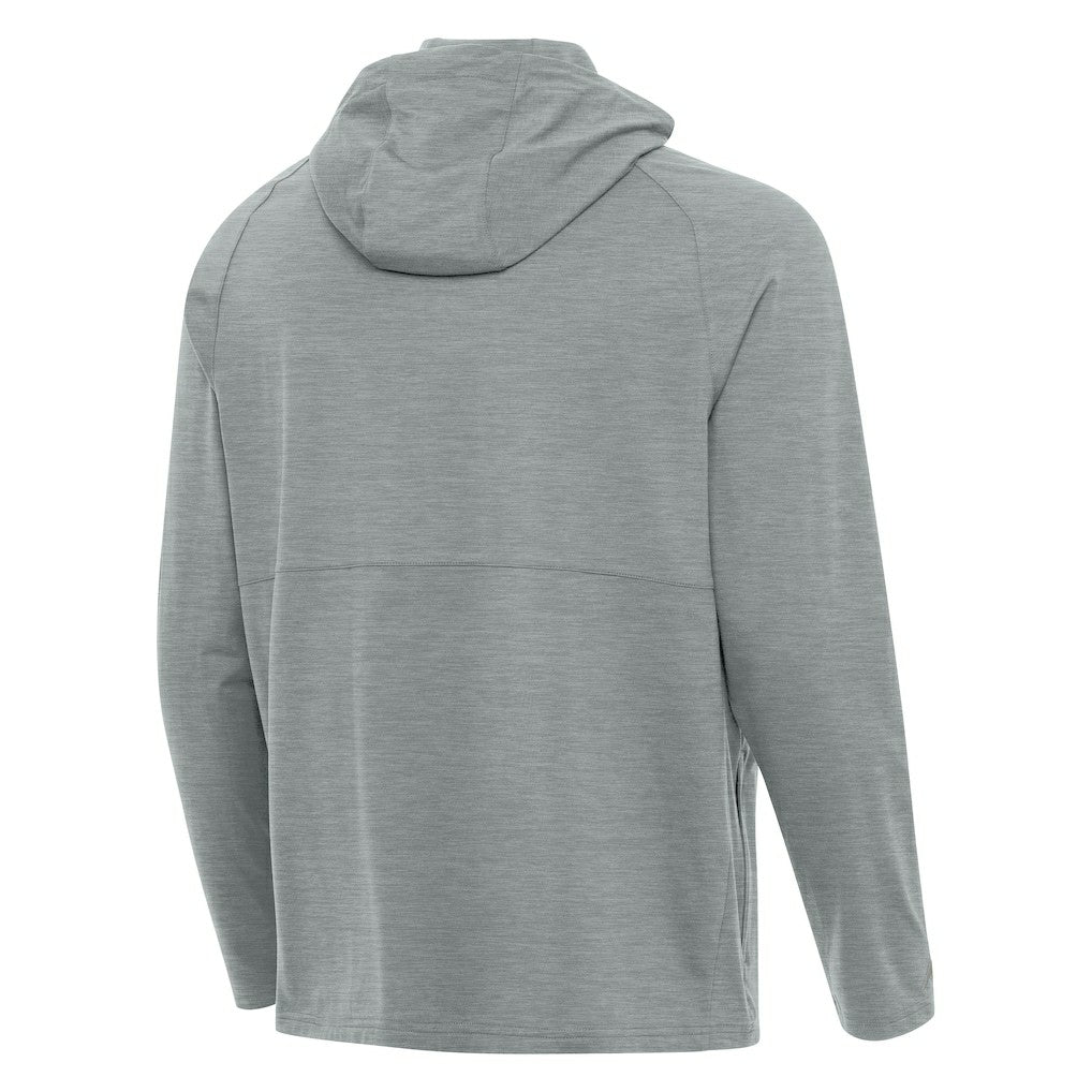 Seattle Seahawks Antigua 50th Season Spikes Raglan Quarter-Zip Hoodie Heather Gray | NFL