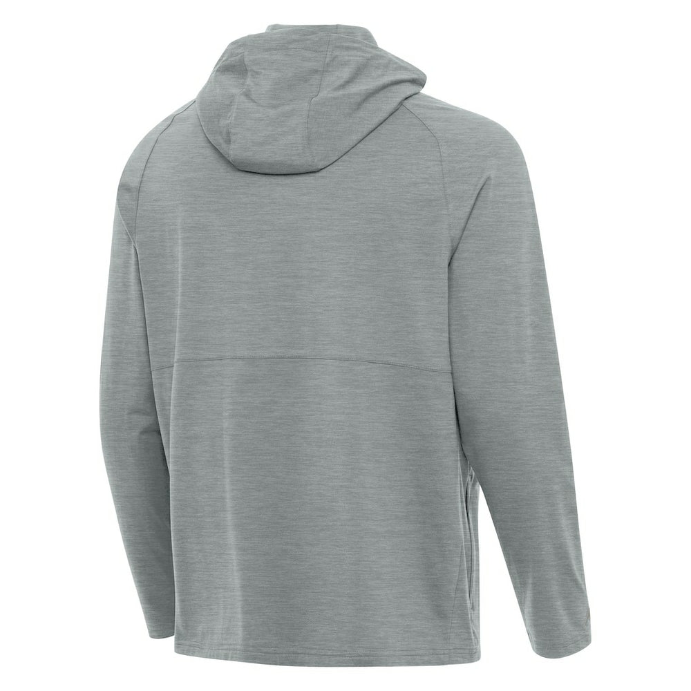 Seattle Seahawks Antigua 50th Season Spikes Raglan Quarter-Zip Hoodie Heather Gray | NFL