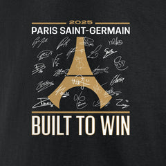 Paris Saint-Germain 2025 Champions League Winners Signature Roster T-Shirt Black - FIFA World CUP