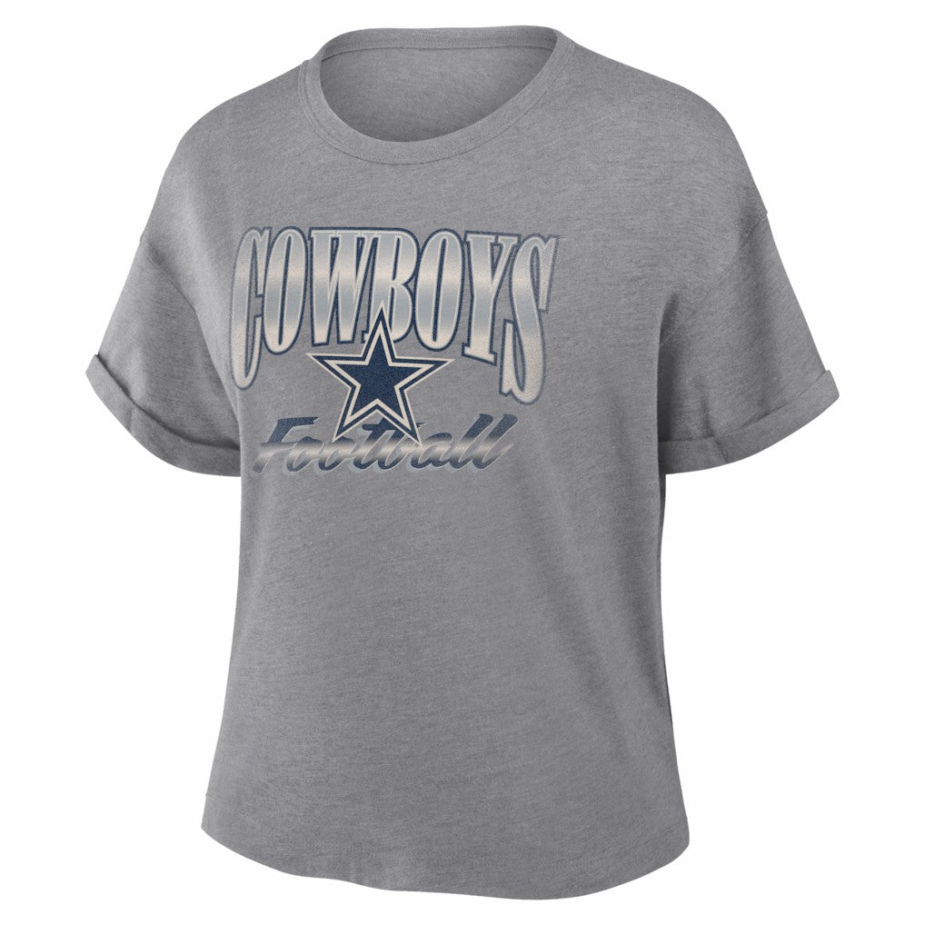 Dallas Cowboys Women's Overplayed Tribute Tri-Blend Boxy T-Shirt Heather Gray | Fanatics
