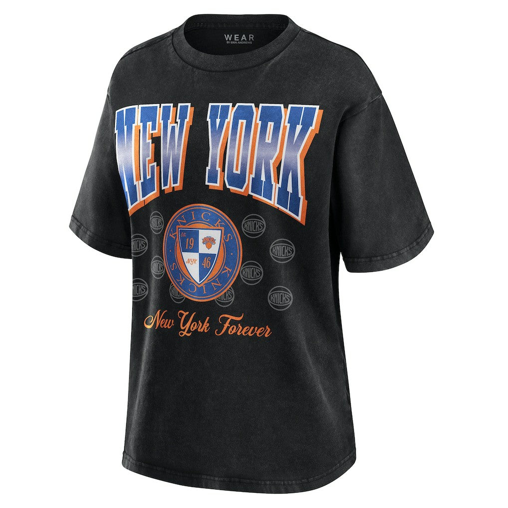 New York Knicks WEAR by Erin Andrews Women's Oversized Boyfriend T-Shirt Black - NBA