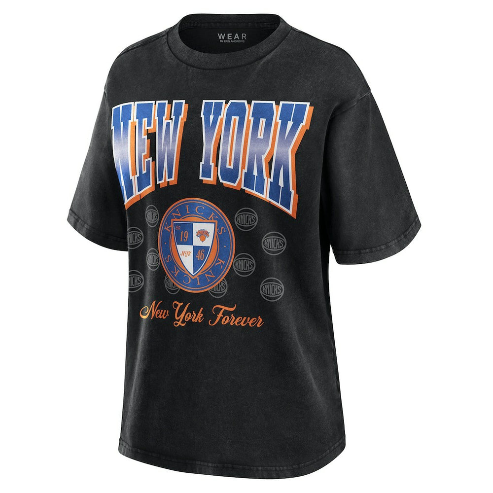 New York Knicks WEAR by Erin Andrews Women's Oversized Boyfriend T-Shirt Black - NBA