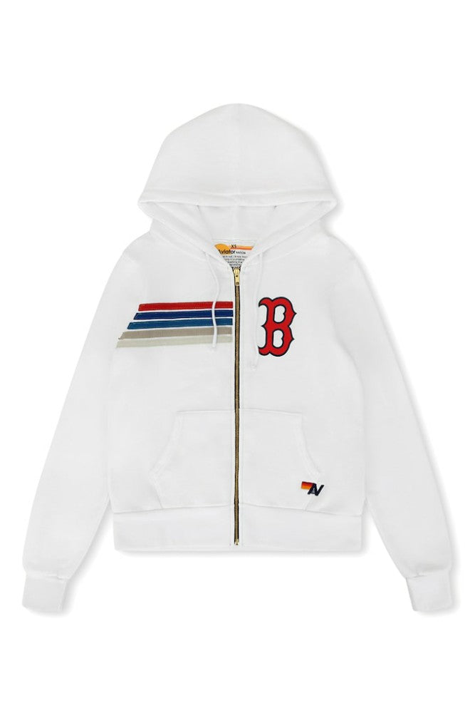 Boston Red Sox Aviator Nation x MLB Unisex Five-Stripe Tri-Blend Full-Zip Hoodie - MLB