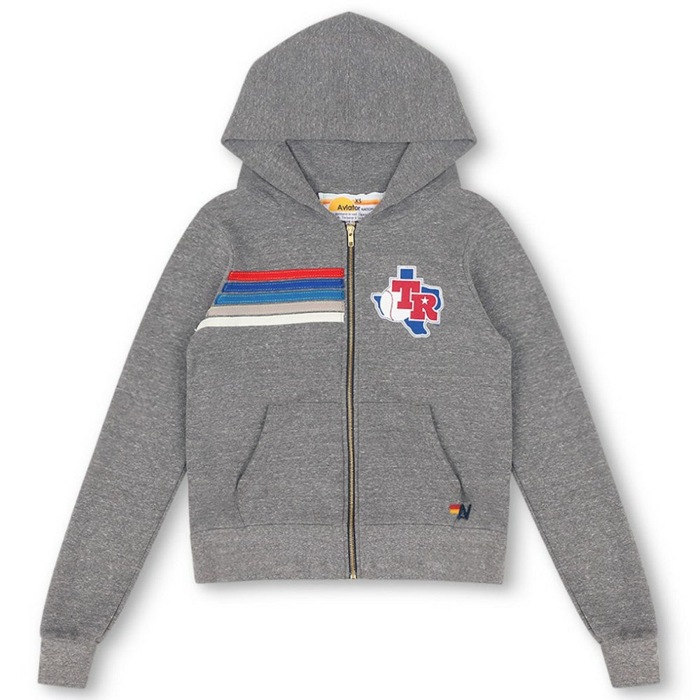 Texas Rangers Aviator Nation x MLB Unisex 5-Stripe Tri-Blend Full-Zip Hoodie - MLB