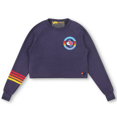 Texas Rangers Aviator Nation x MLB Women's Rugby Stitch Cropped Tri-Blend Pullover Sweatshirt - MLB