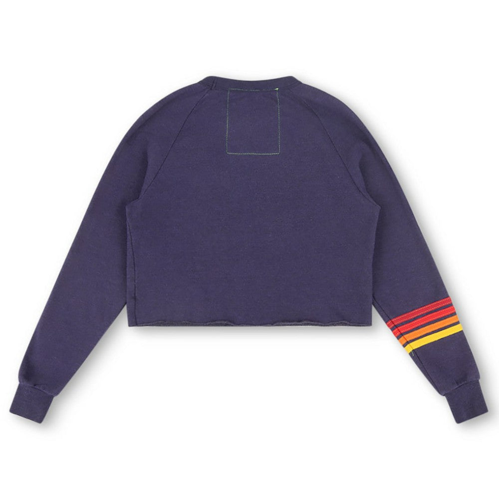 Texas Rangers Aviator Nation x MLB Women's Rugby Stitch Cropped Tri-Blend Pullover Sweatshirt - MLB