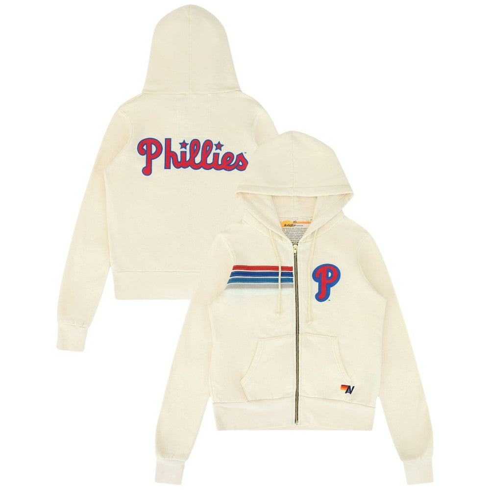 Philadelphia Phillies Aviator Nation x MLB Unisex Five-Stripe Tri-Blend Full-Zip Hoodie - MLB