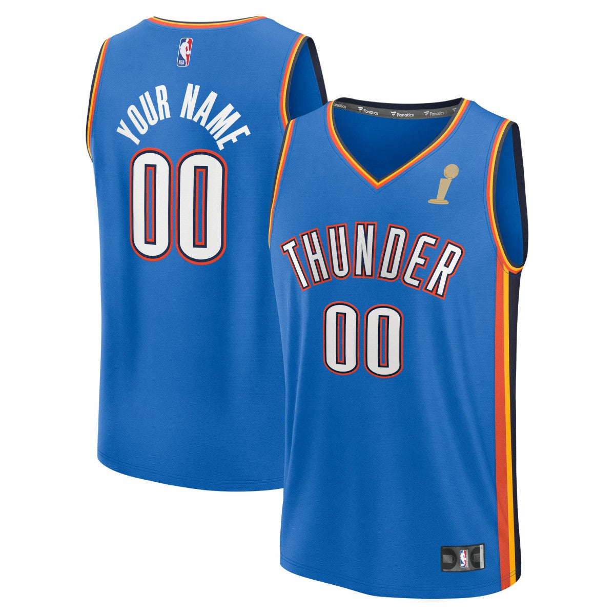 Oklahoma City Thunder 2025 NBA Finals Champions Fast Break Replica Custom Jersey Blue Icon Edition - NBA