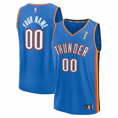 Oklahoma City Thunder 2025 NBA Finals Champions Fast Break Replica Custom Jersey Blue Icon Edition - NBA