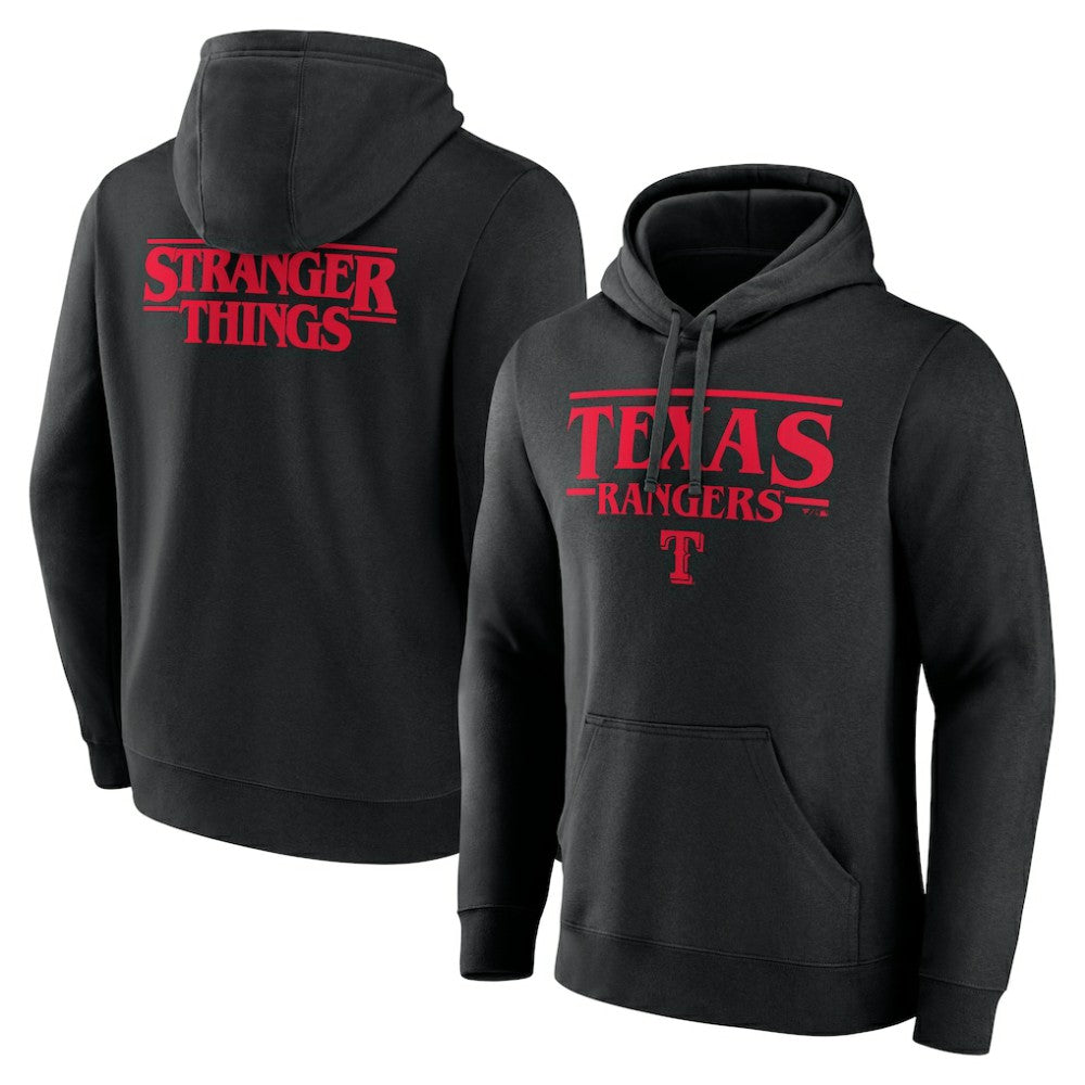 Texas Rangers Stranger Things Logo Lockup Pullover Hoodie - MLB