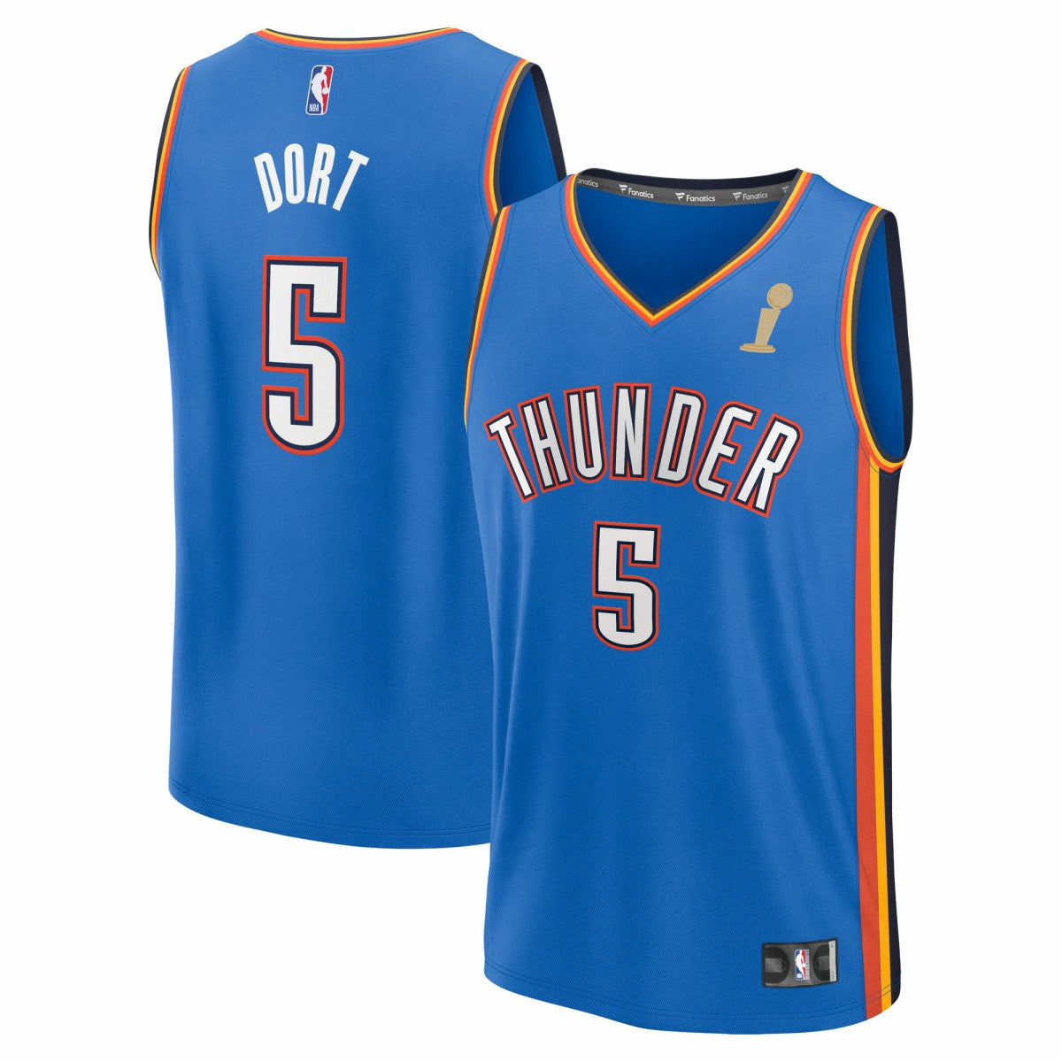 Luguentz Dort Oklahoma City Thunder 2025 NBA Finals Champions Fast Break Replica Player Jersey Blue Icon Edition - NBA