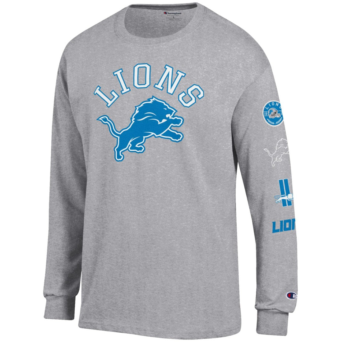 Detroit Lions Champion Seal Long Sleeve T-Shirt Heather Gray | NFL