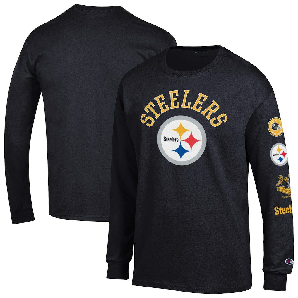 Pittsburgh Steelers Champion Seal Long Sleeve T-Shirt Black | NFL