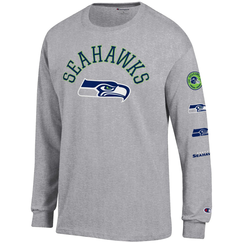 Seattle Seahawks Champion Seal Long Sleeve T-Shirt Heather Gray | NFL
