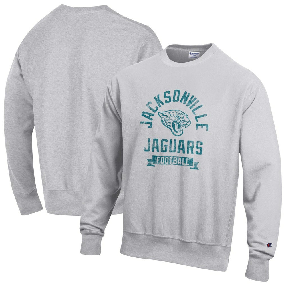 Jacksonville Jaguars Champion Reverse Weave Fleece Pullover Sweatshirt Heather Gray | NFL