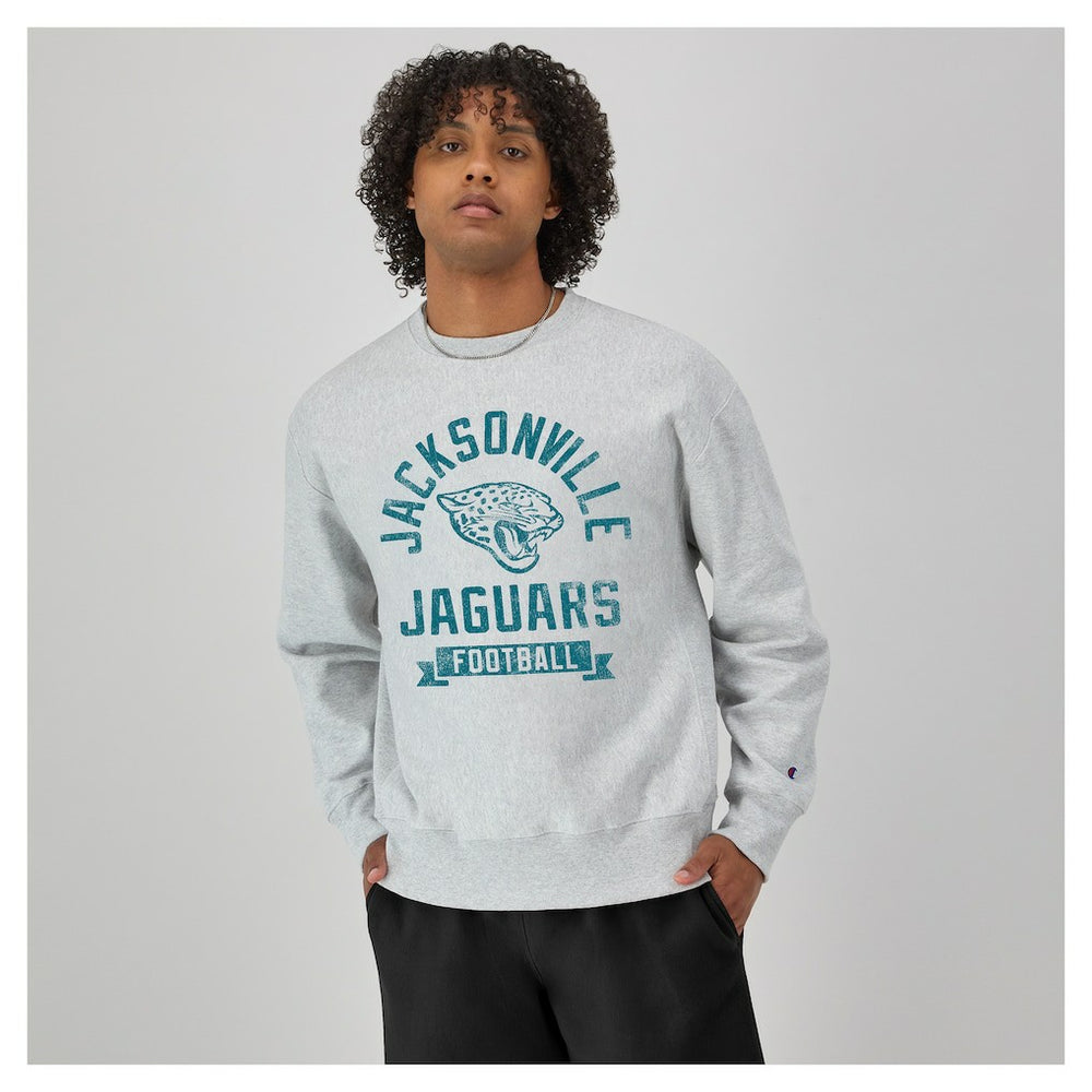 Jacksonville Jaguars Champion Reverse Weave Fleece Pullover Sweatshirt Heather Gray | NFL
