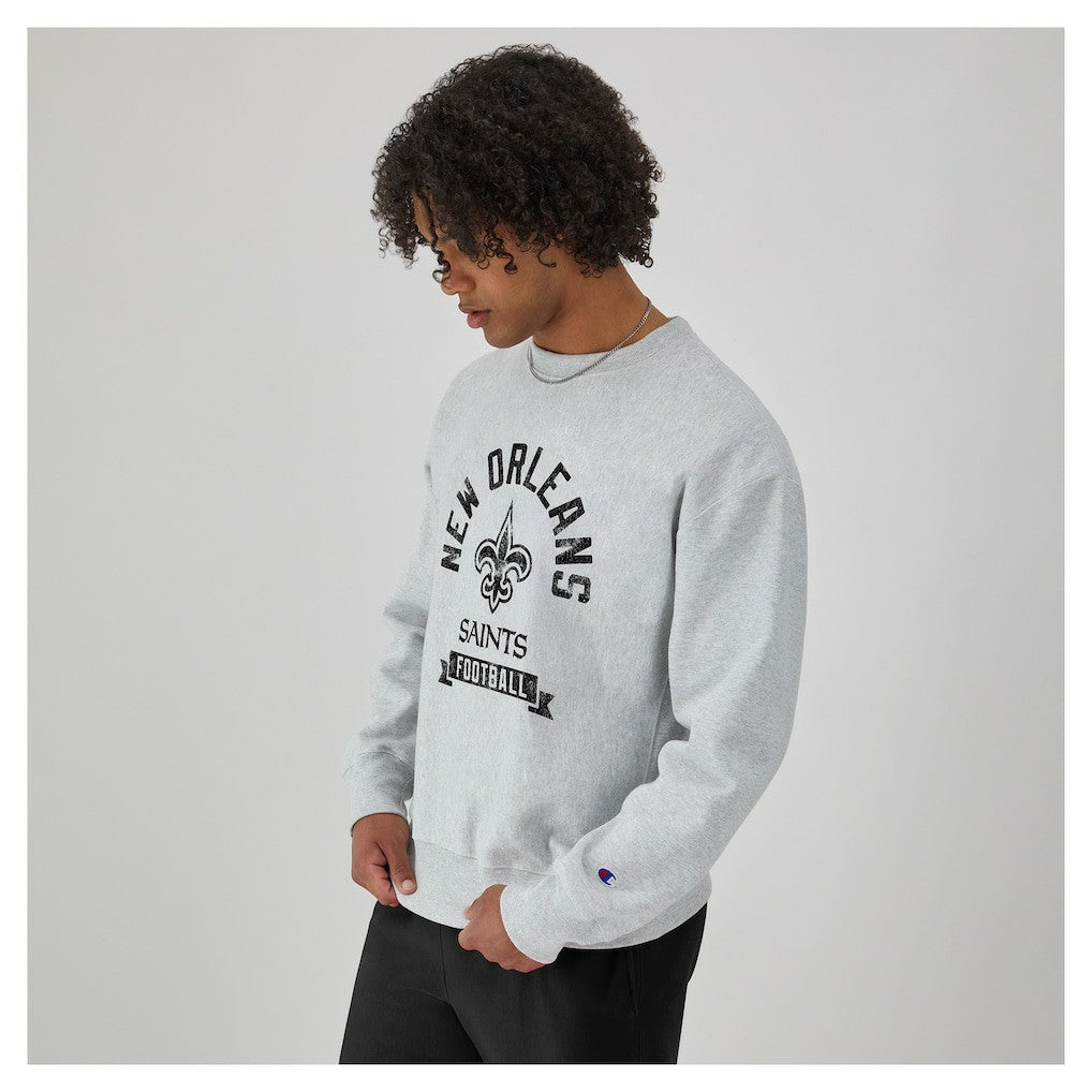New Orleans Saints Champion Reverse Weave Fleece Pullover Sweatshirt Heather Gray | NFL