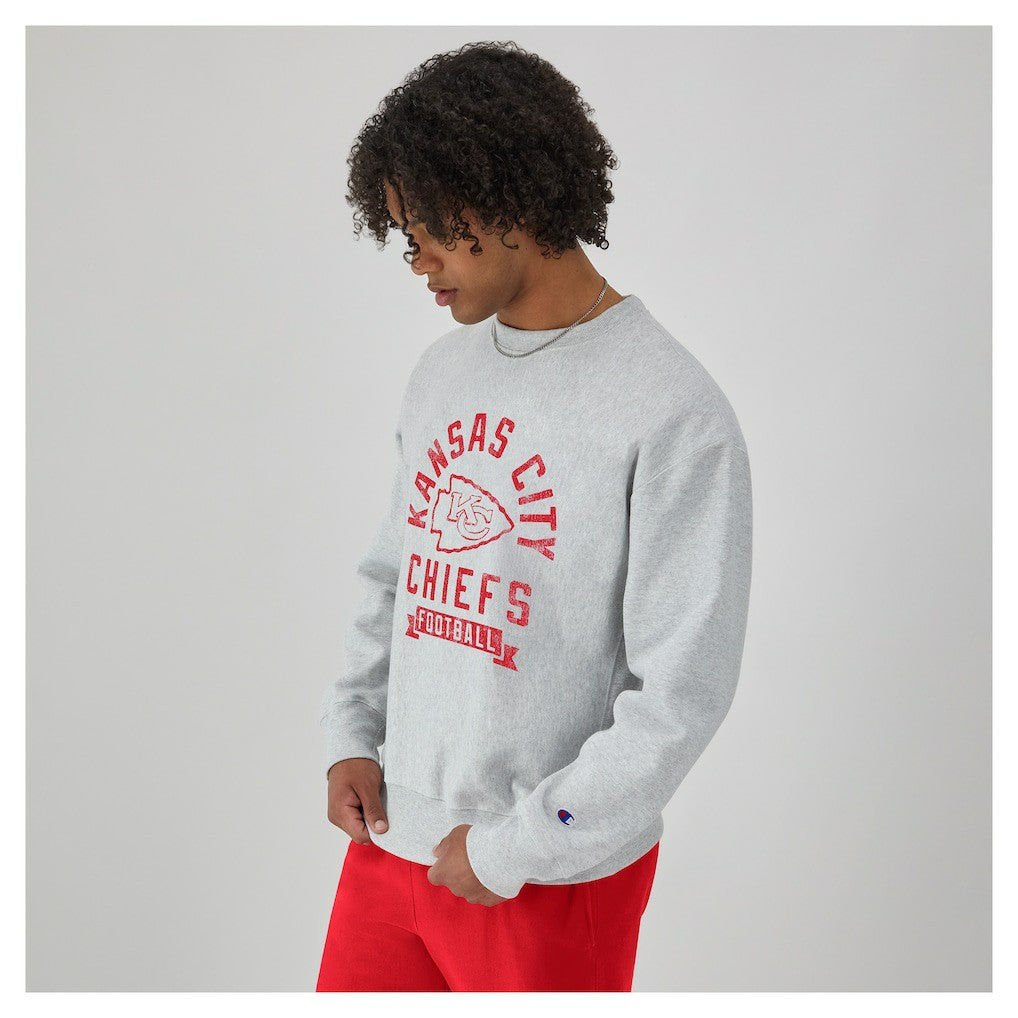 Kansas City Chiefs Champion Reverse Weave Fleece Pullover Sweatshirt Heather Gray | NFL
