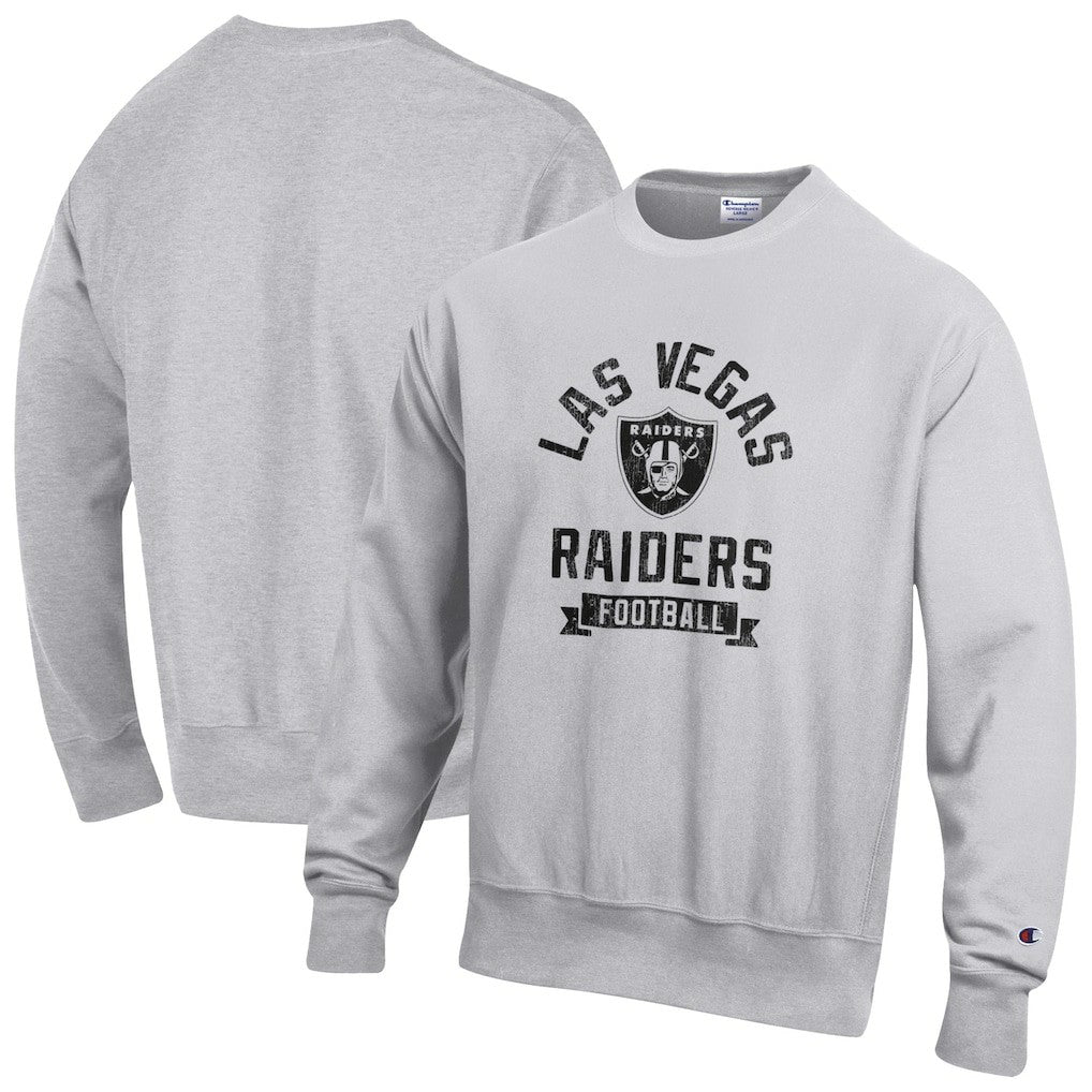 Las Vegas Raiders Champion Reverse Weave Fleece Pullover Sweatshirt Heather Gray | NFL