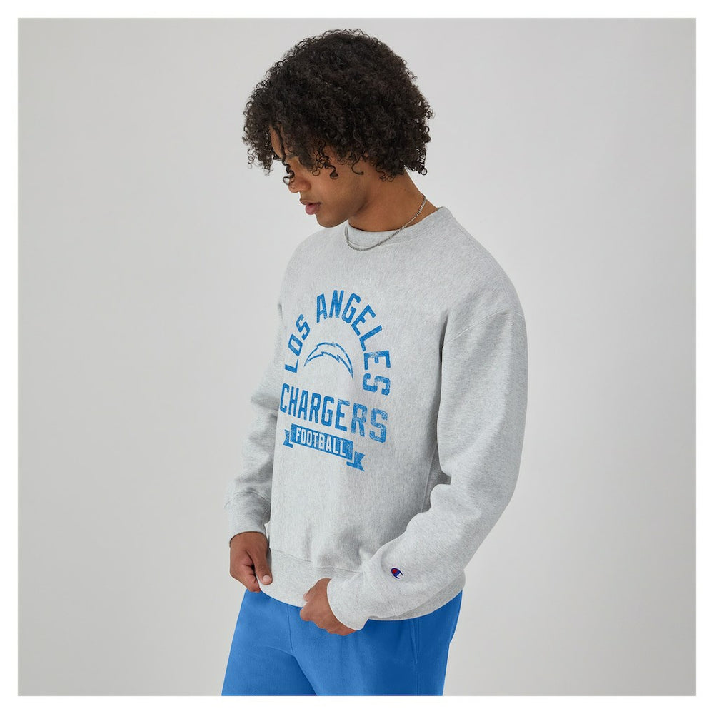 Los Angeles Chargers Champion Reverse Weave Fleece Pullover Sweatshirt Heather Gray | NFL