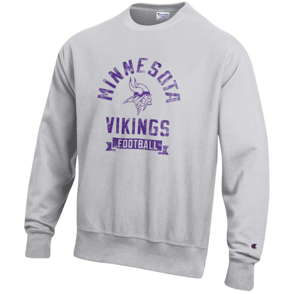 Minnesota Vikings Champion Reverse Weave Fleece Pullover Sweatshirt Heather Gray | NFL