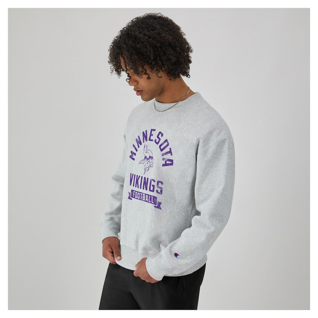 Minnesota Vikings Champion Reverse Weave Fleece Pullover Sweatshirt Heather Gray | NFL
